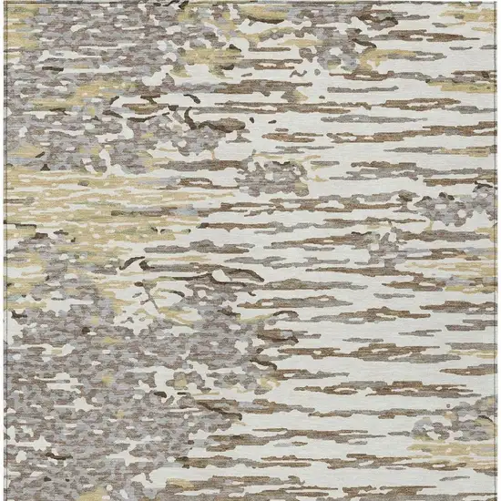 Ivory And Silver Abstract Washable Indoor Outdoor Area Rug Photo 6