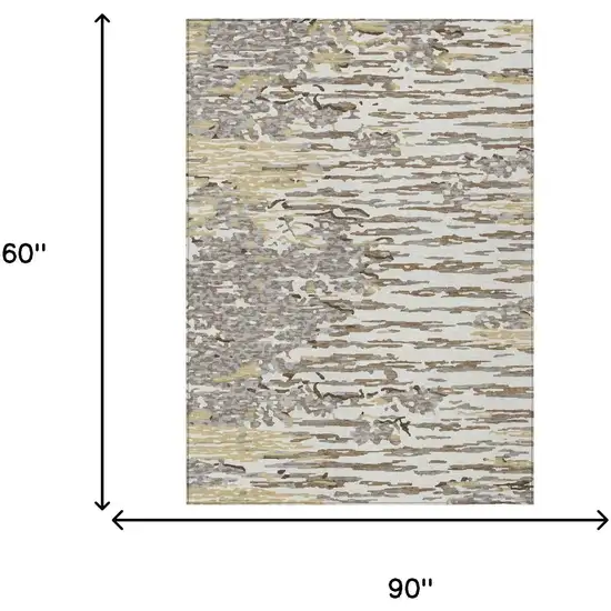 Ivory And Silver Abstract Washable Indoor Outdoor Area Rug Photo 5