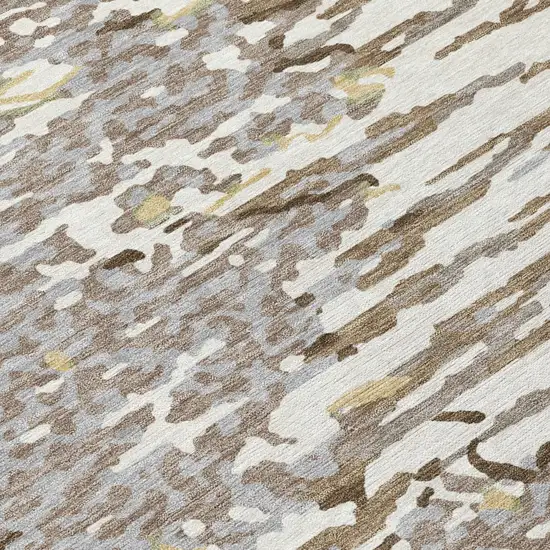 Ivory And Silver Abstract Washable Indoor Outdoor Area Rug Photo 4