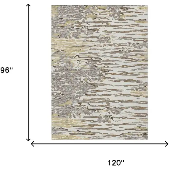 Ivory And Silver Abstract Washable Indoor Outdoor Area Rug Photo 5