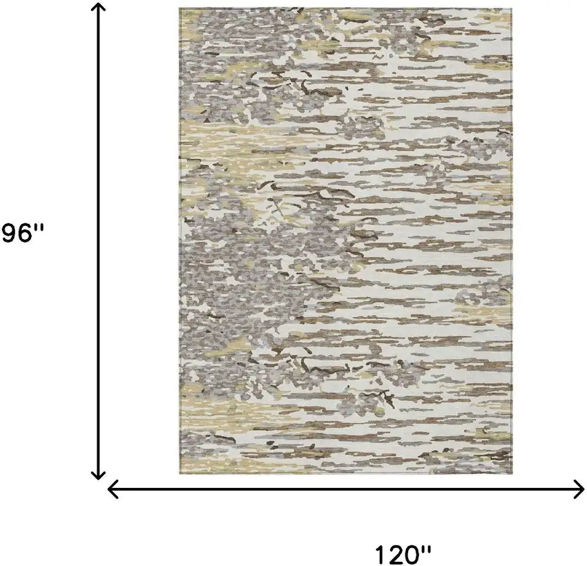 Ivory And Silver Abstract Washable Indoor Outdoor Area Rug Photo 5