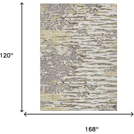 Ivory And Silver Abstract Washable Indoor Outdoor Area Rug Photo 5