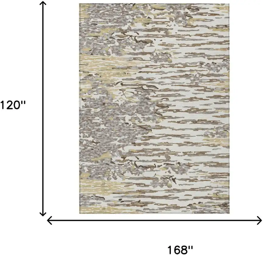 Ivory And Silver Abstract Washable Indoor Outdoor Area Rug Photo 5