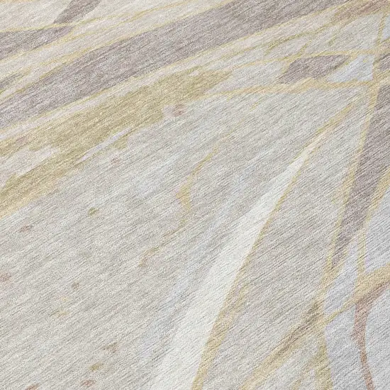 Ivory And Silver Abstract Washable Indoor Outdoor Area Rug Photo 4