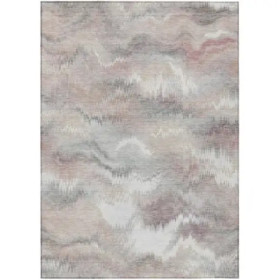 Ivory And Silver Abstract Washable Indoor Outdoor Area Rug Photo 1