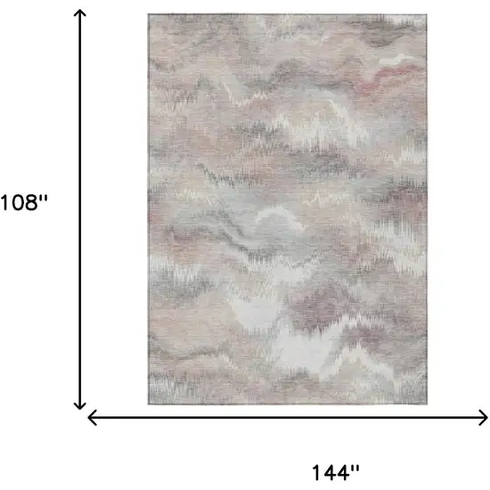 Ivory And Silver Abstract Washable Indoor Outdoor Area Rug Photo 6