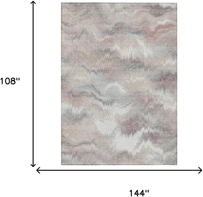 Ivory And Silver Abstract Washable Indoor Outdoor Area Rug Photo 6