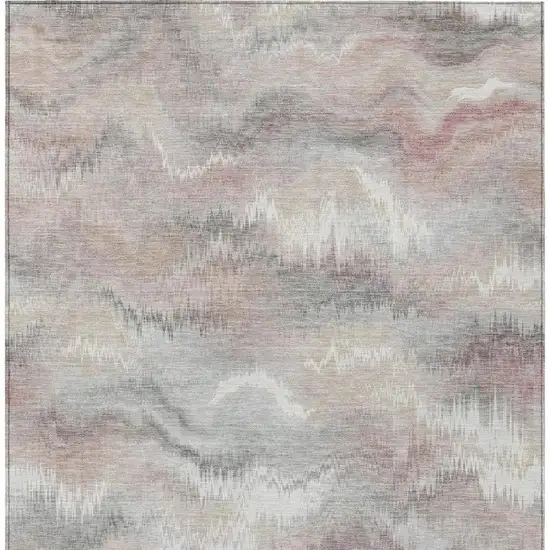 Ivory And Silver Abstract Washable Indoor Outdoor Area Rug Photo 3