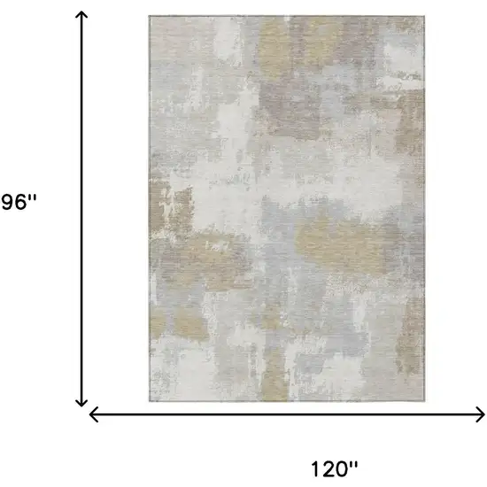 Ivory And Silver Abstract Washable Indoor Outdoor Area Rug Photo 6