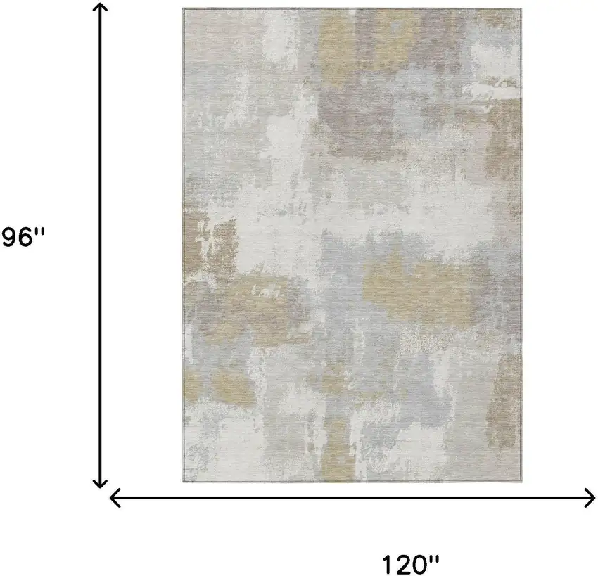 Ivory And Silver Abstract Washable Indoor Outdoor Area Rug Photo 6