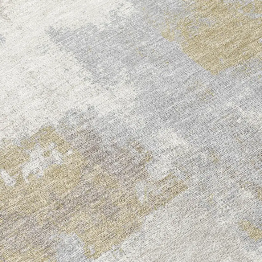 Ivory And Silver Abstract Washable Indoor Outdoor Area Rug Photo 5