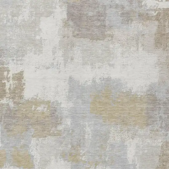 Ivory And Silver Abstract Washable Indoor Outdoor Area Rug Photo 1