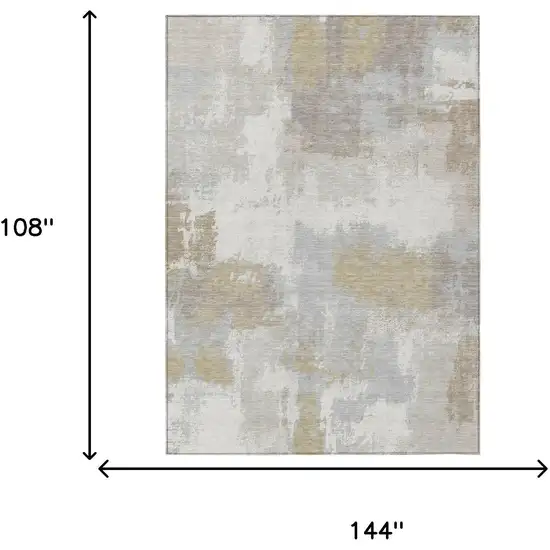 Ivory And Silver Abstract Washable Indoor Outdoor Area Rug Photo 6