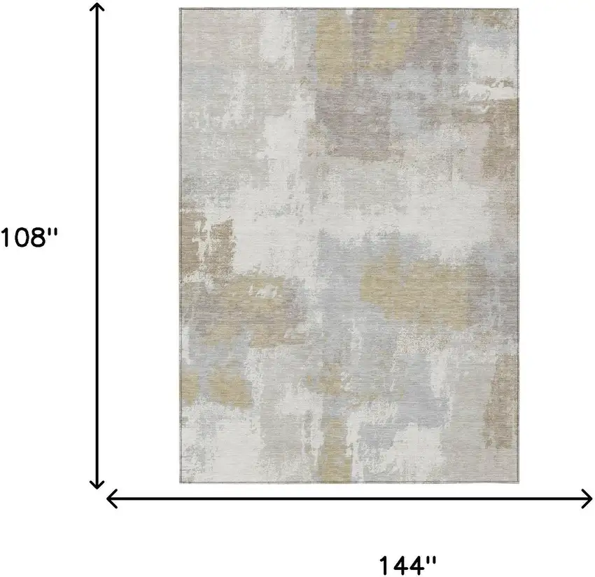 Ivory And Silver Abstract Washable Indoor Outdoor Area Rug Photo 6
