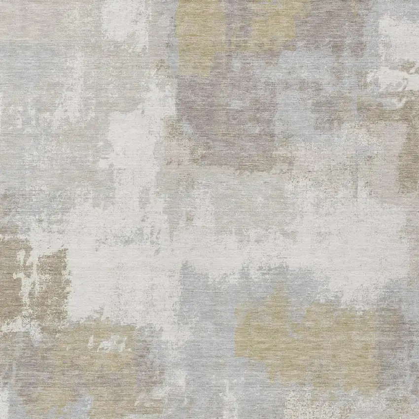 Ivory And Silver Abstract Washable Indoor Outdoor Area Rug Photo 2