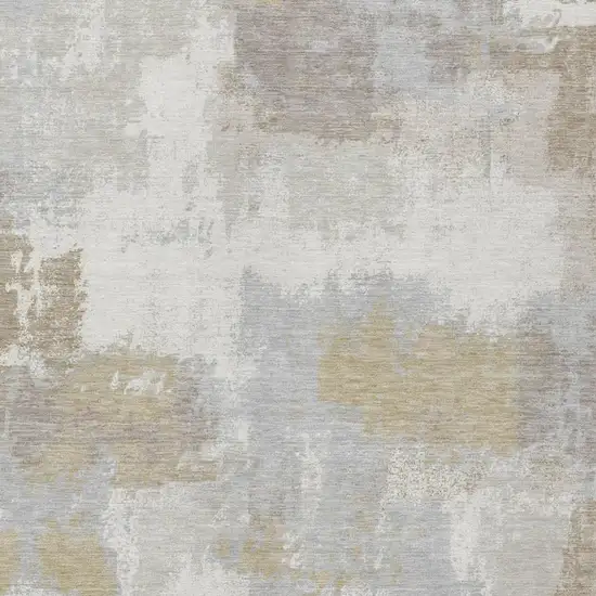 Ivory And Silver Abstract Washable Indoor Outdoor Area Rug Photo 1