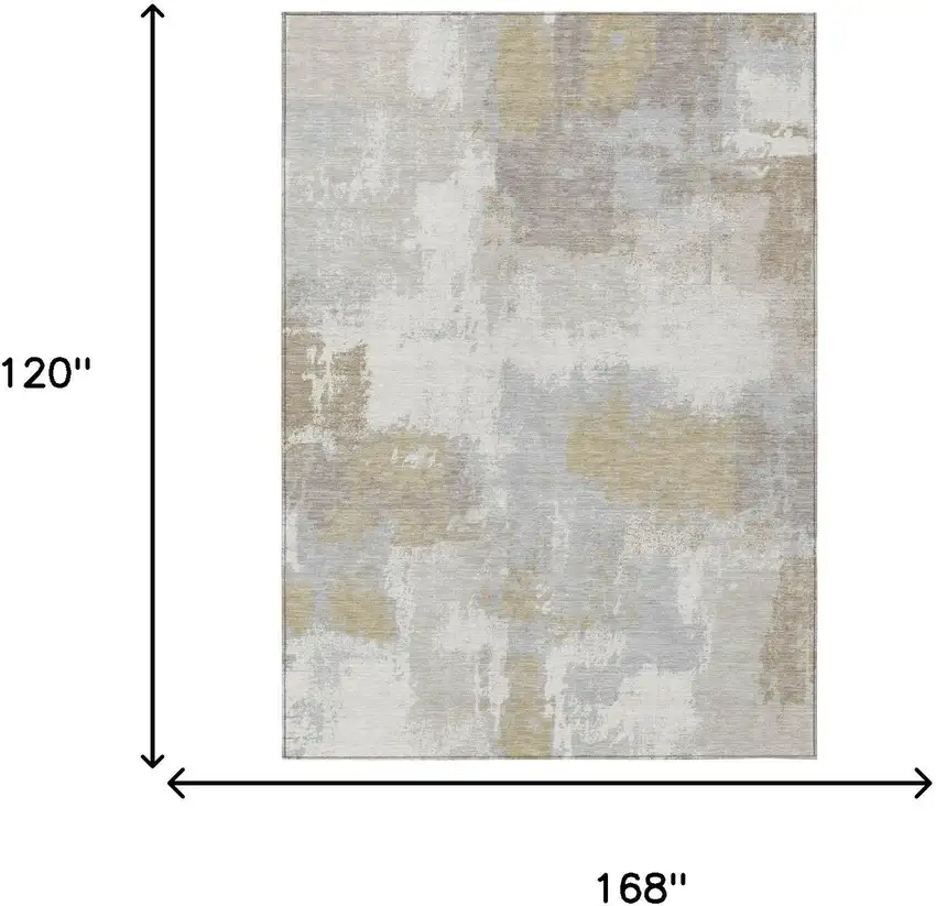Ivory And Silver Abstract Washable Indoor Outdoor Area Rug Photo 7