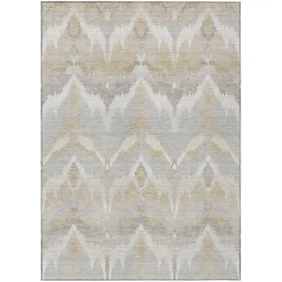 Ivory And Silver Abstract Washable Indoor Outdoor Area Rug Photo 3