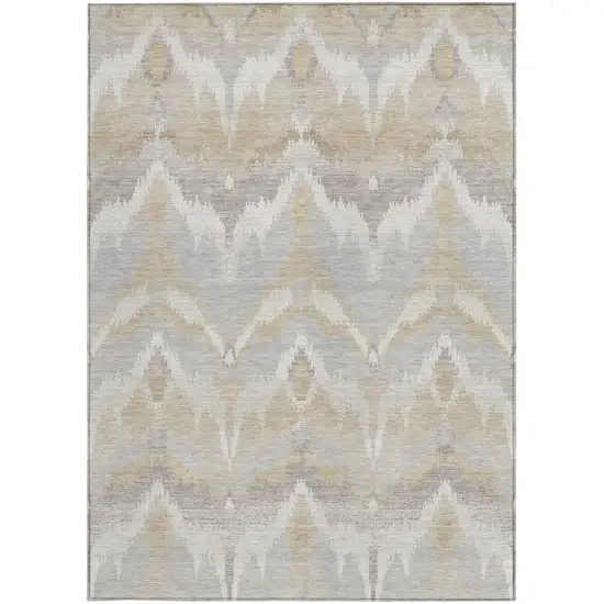 Ivory And Silver Abstract Washable Indoor Outdoor Area Rug Photo 4