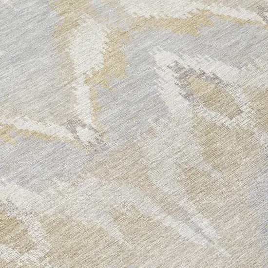 Ivory And Silver Abstract Washable Indoor Outdoor Area Rug Photo 6