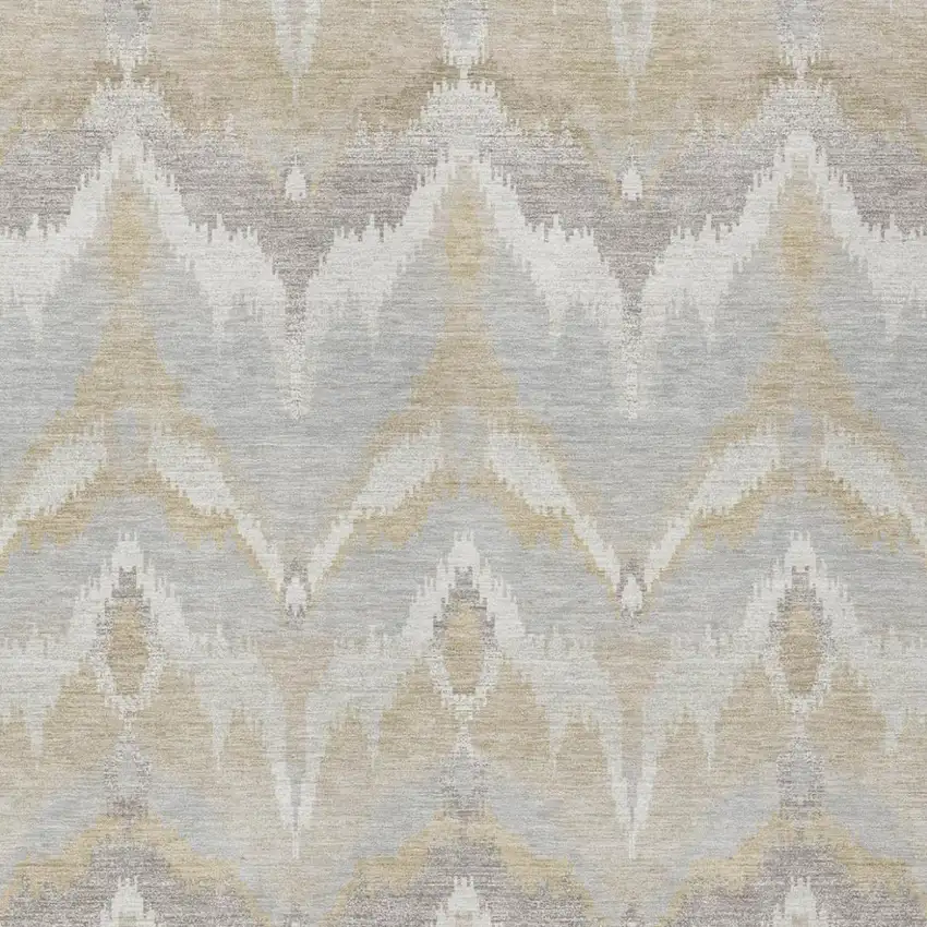 Ivory And Silver Abstract Washable Indoor Outdoor Area Rug Photo 2