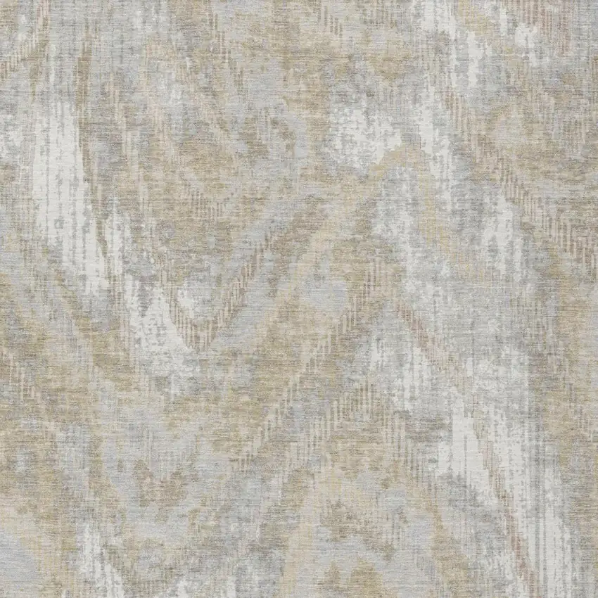 Ivory And Silver Abstract Washable Indoor Outdoor Area Rug Photo 1