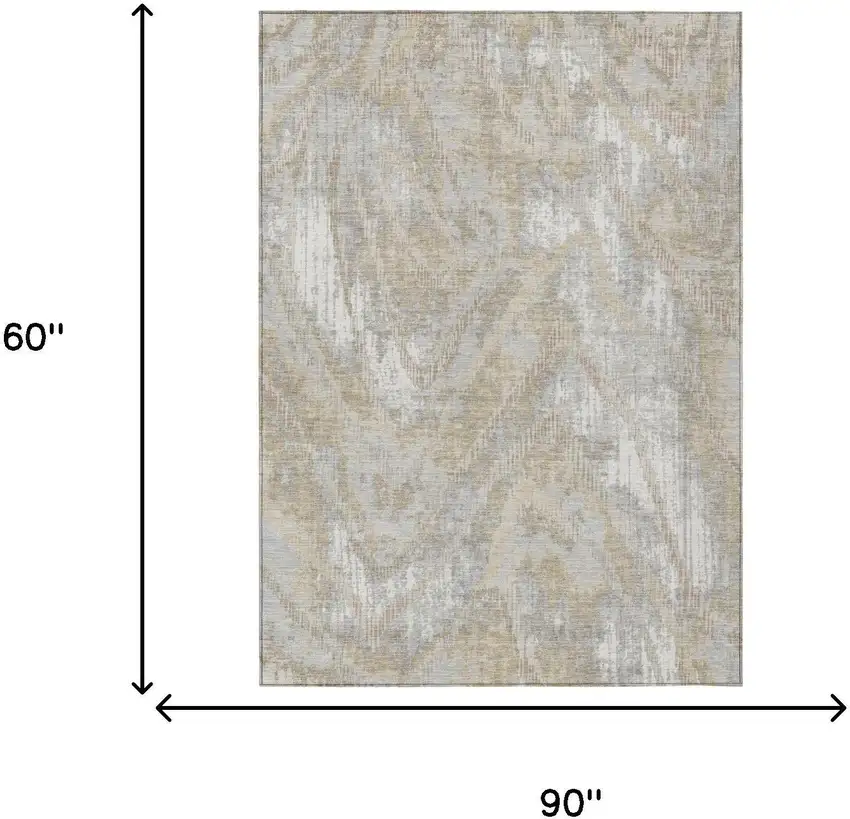 Ivory And Silver Abstract Washable Indoor Outdoor Area Rug Photo 6
