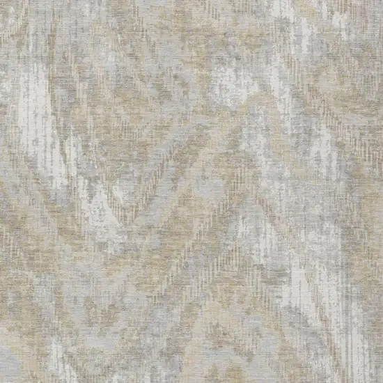 Ivory And Silver Abstract Washable Indoor Outdoor Area Rug Photo 1