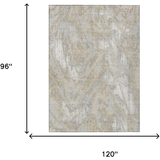 Ivory And Silver Abstract Washable Indoor Outdoor Area Rug Photo 6