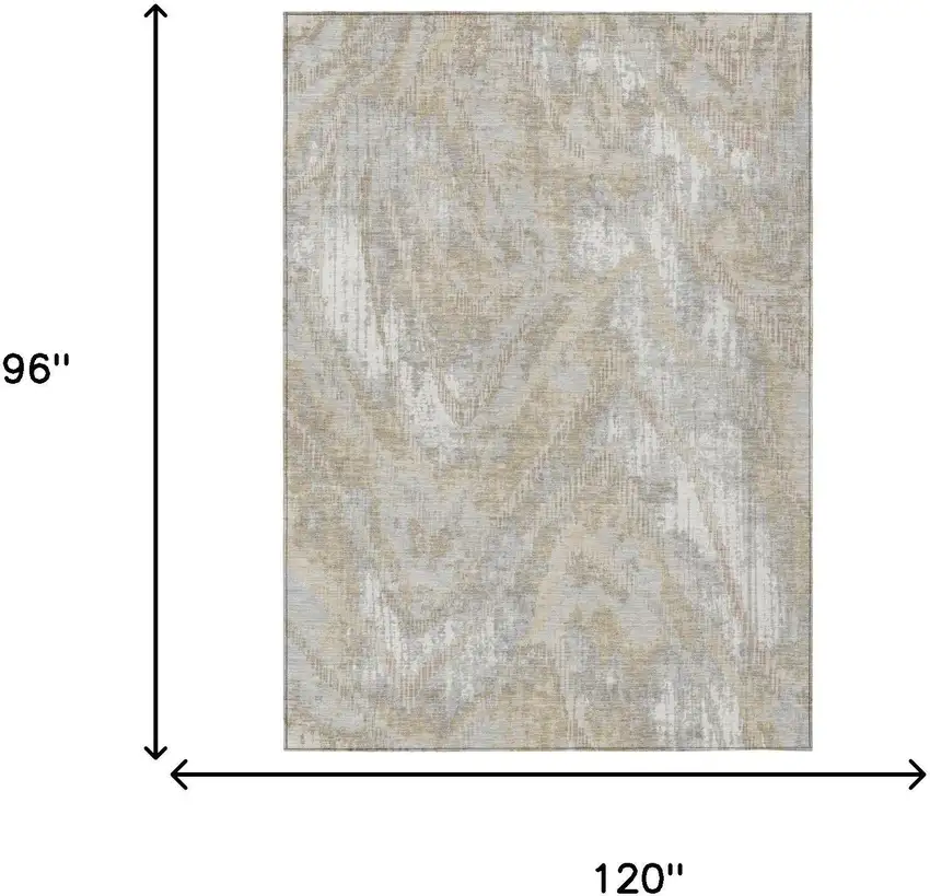 Ivory And Silver Abstract Washable Indoor Outdoor Area Rug Photo 6