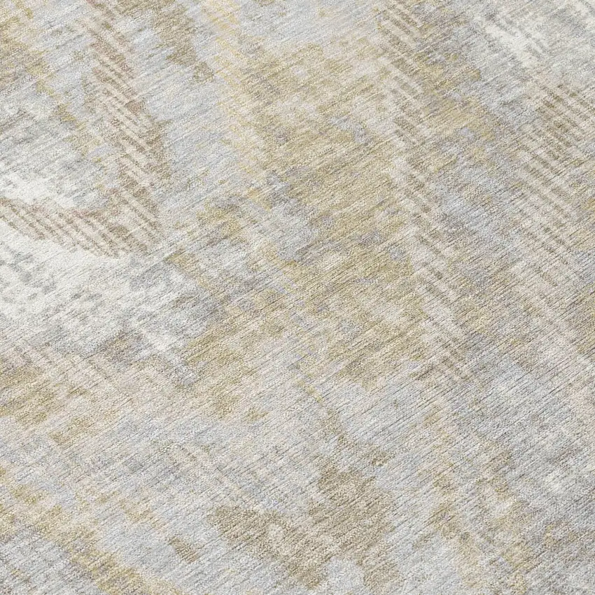 Ivory And Silver Abstract Washable Indoor Outdoor Area Rug Photo 5