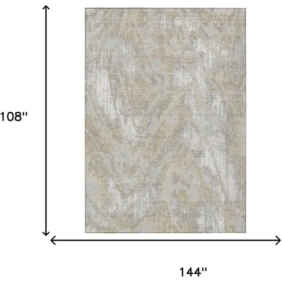 Ivory And Silver Abstract Washable Indoor Outdoor Area Rug Photo 6