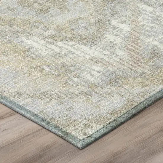 Ivory And Silver Abstract Washable Indoor Outdoor Area Rug Photo 4