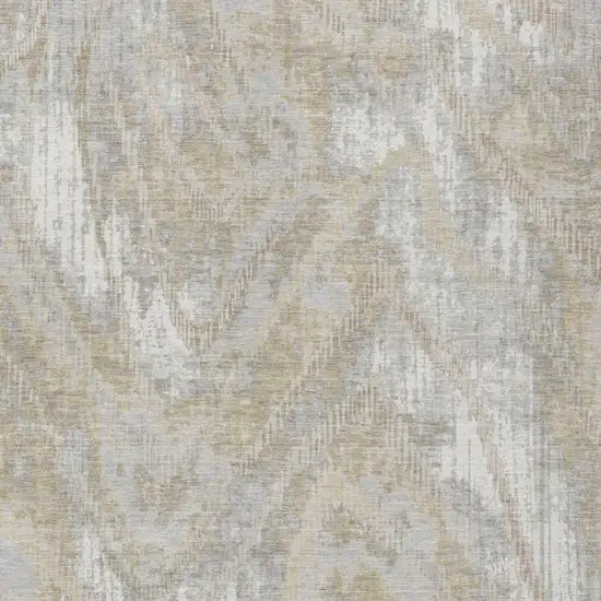 Ivory And Silver Abstract Washable Indoor Outdoor Area Rug Photo 1