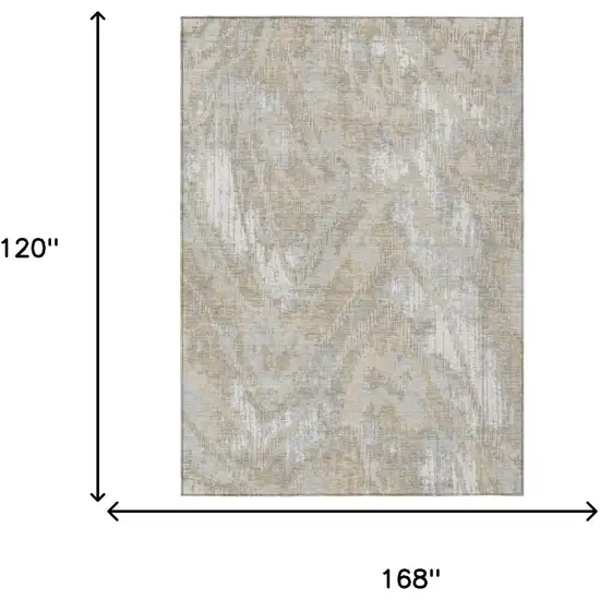 Ivory And Silver Abstract Washable Indoor Outdoor Area Rug Photo 6