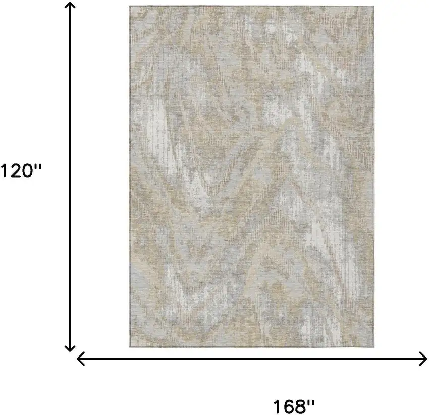 Ivory And Silver Abstract Washable Indoor Outdoor Area Rug Photo 6