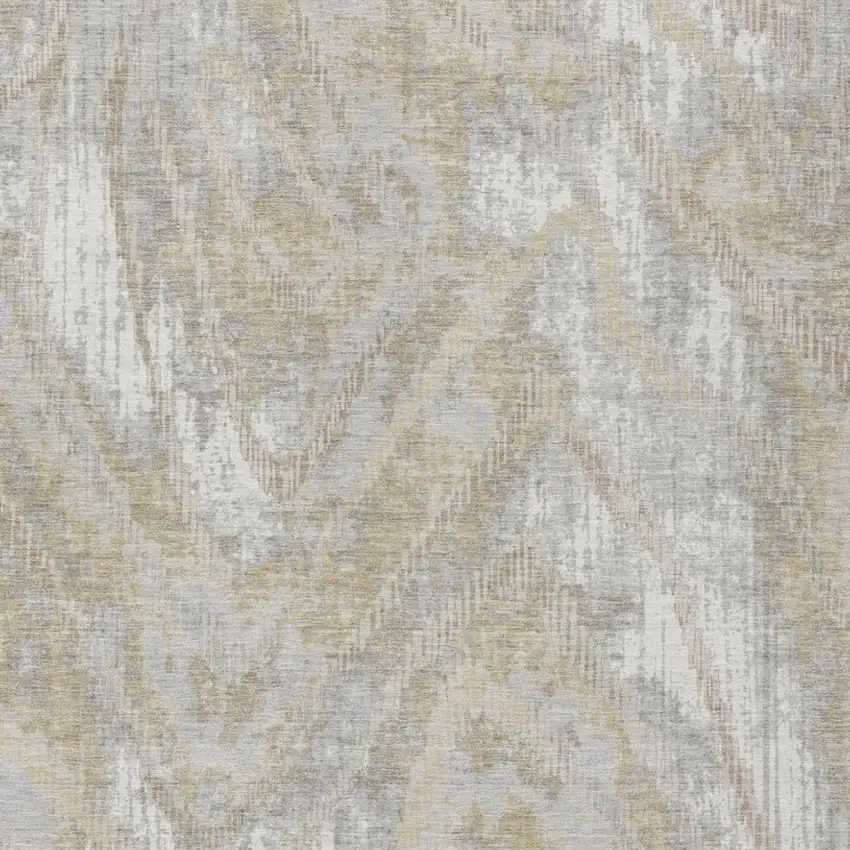 Ivory And Silver Abstract Washable Indoor Outdoor Area Rug Photo 1