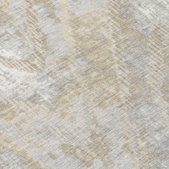 Ivory And Silver Abstract Washable Indoor Outdoor Area Rug Photo 5