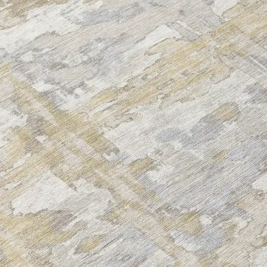 Ivory And Silver Abstract Washable Indoor Outdoor Area Rug Photo 5
