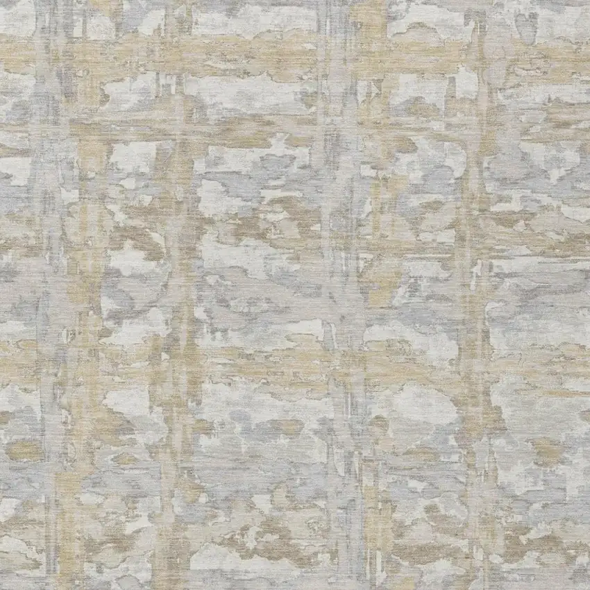 Ivory And Silver Abstract Washable Indoor Outdoor Area Rug Photo 1
