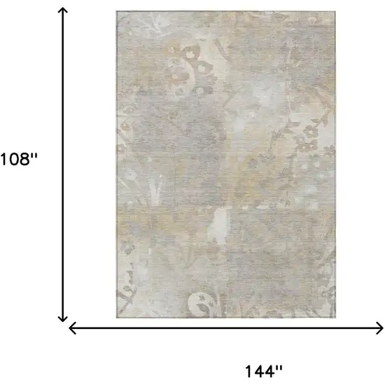 Ivory And Silver Botanical Leaves Washable Indoor Outdoor Area Rug Photo 6