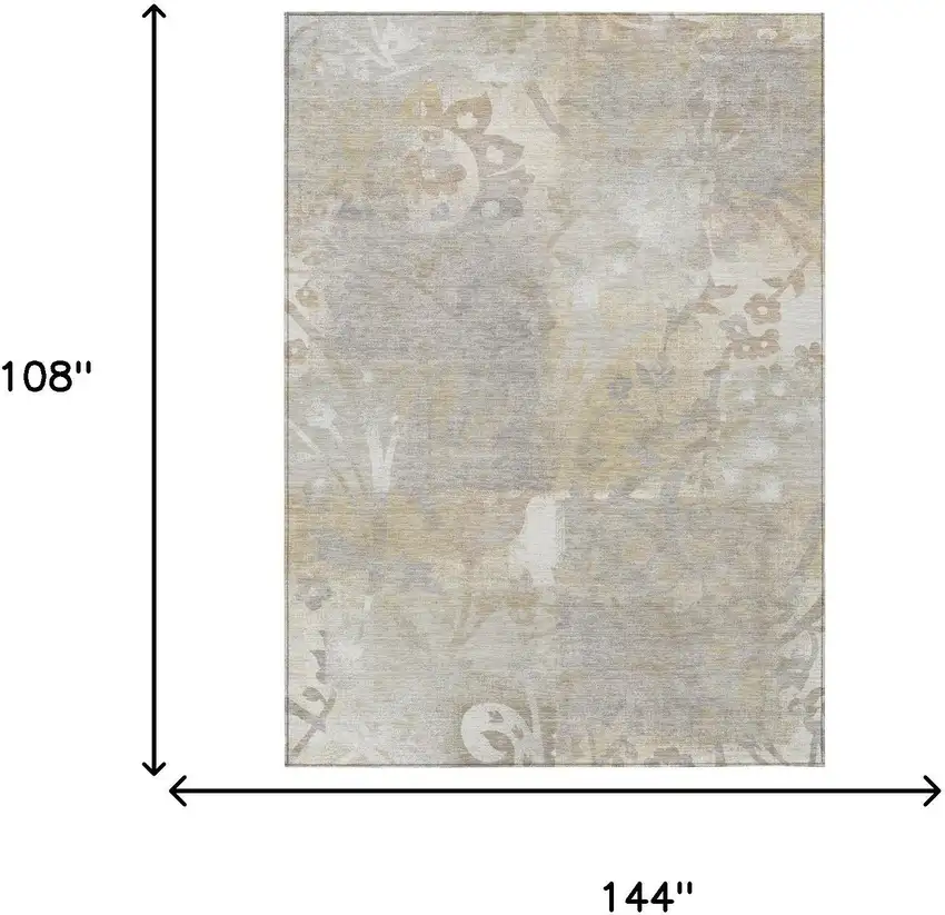 Ivory And Silver Botanical Leaves Washable Indoor Outdoor Area Rug Photo 6