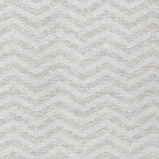 Ivory And Silver Chevron Washable Indoor Outdoor Area Rug Photo 6