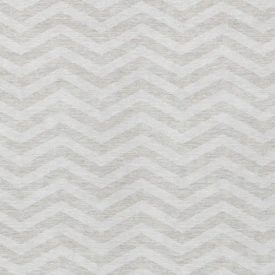 Ivory And Silver Chevron Washable Indoor Outdoor Area Rug Photo 6