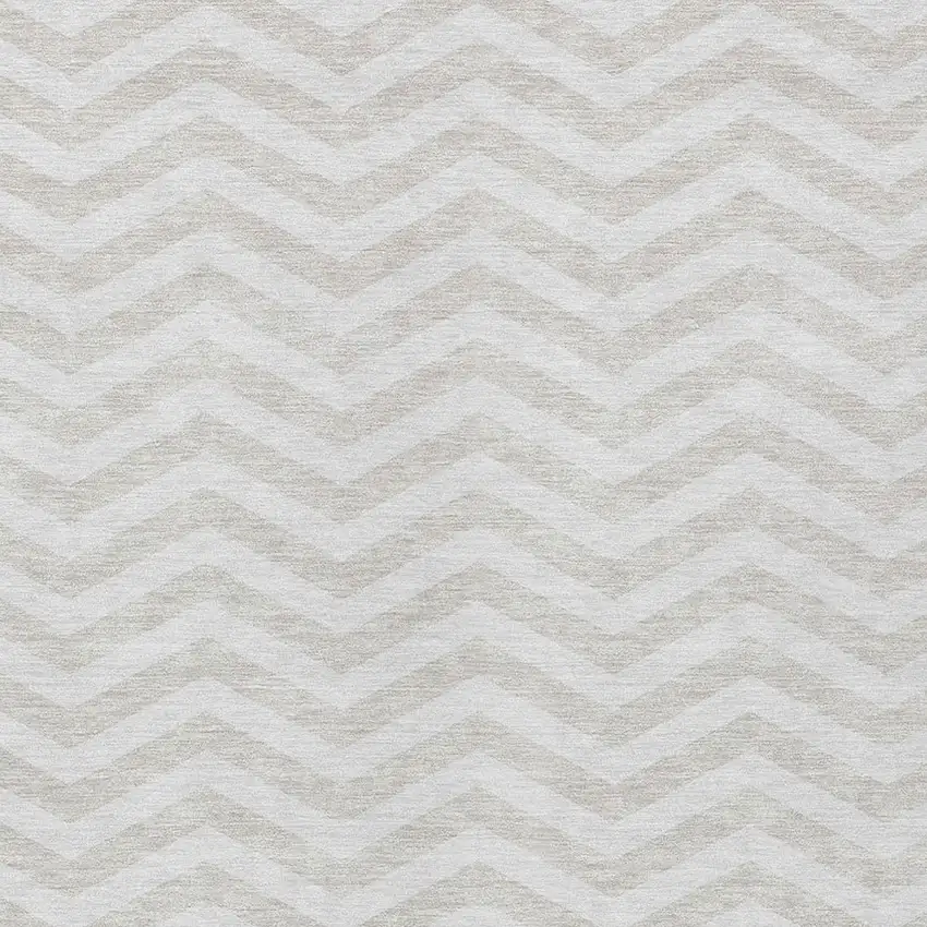 Ivory And Silver Chevron Washable Indoor Outdoor Area Rug Photo 6