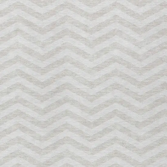 Ivory And Silver Chevron Washable Indoor Outdoor Area Rug Photo 6