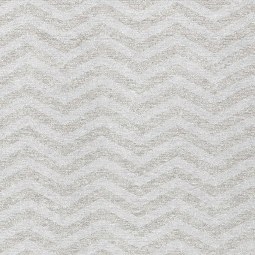 Ivory And Silver Chevron Washable Indoor Outdoor Area Rug Photo 6