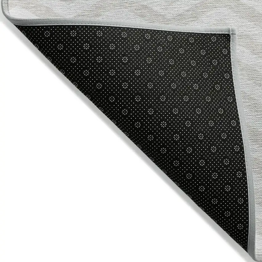 Ivory And Silver Chevron Washable Indoor Outdoor Area Rug Photo 4