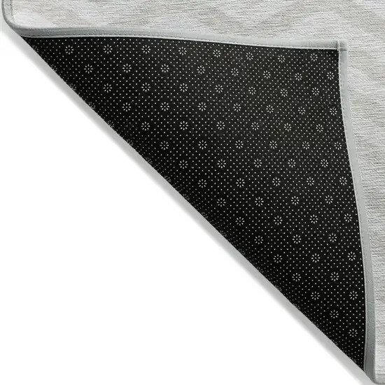 Ivory And Silver Chevron Washable Indoor Outdoor Area Rug Photo 4