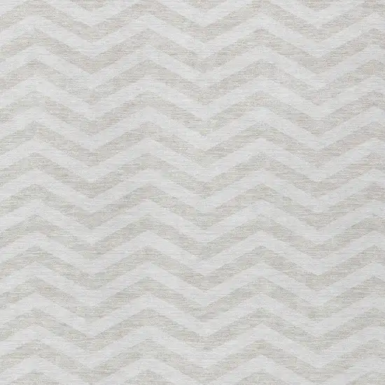 Ivory And Silver Chevron Washable Indoor Outdoor Area Rug Photo 6